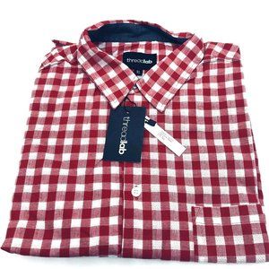 Threadlab Men's Button-Down Shirt Long Sleeve Top Breast Pocket Plaid XL